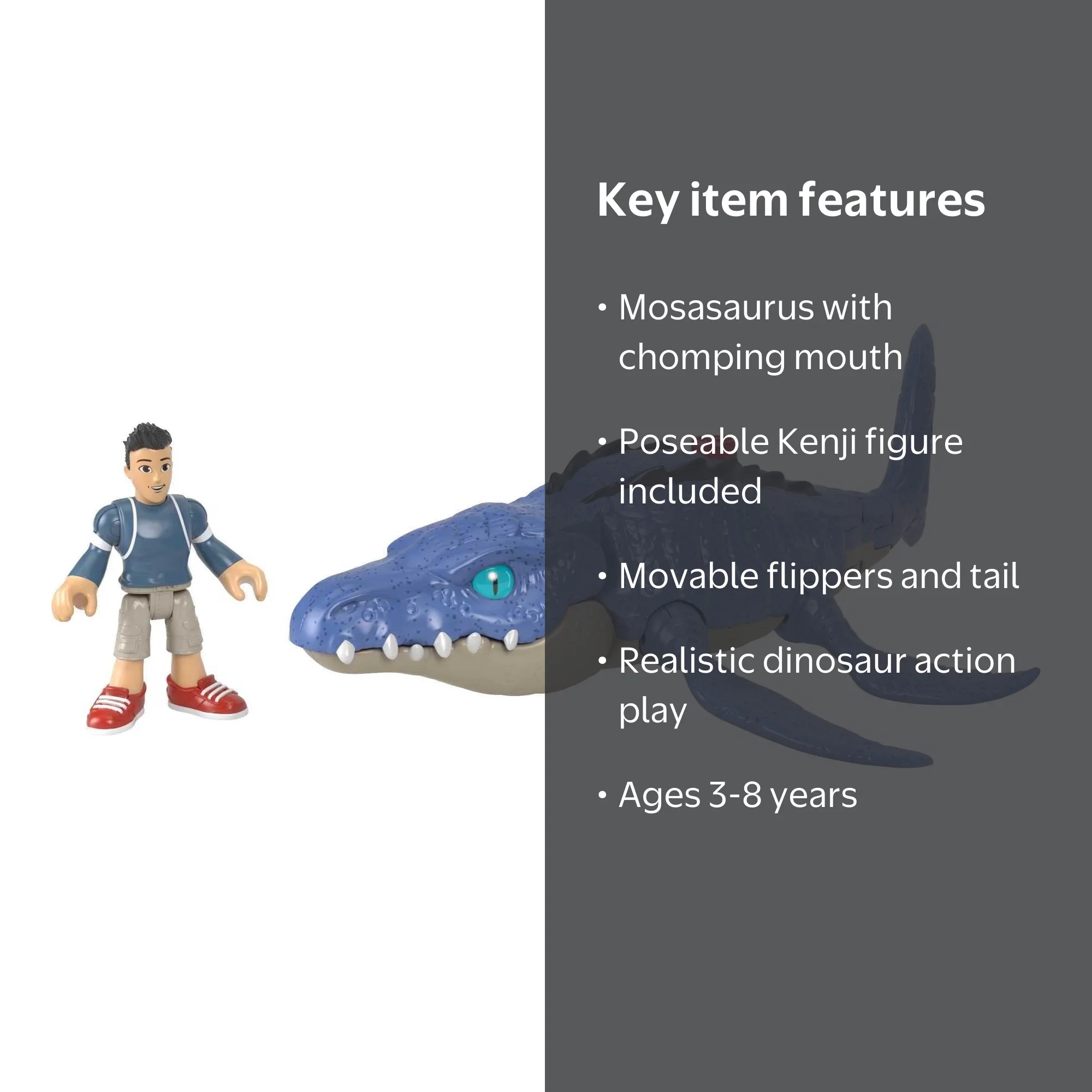 kenji様5セットコスモエンタープライズ！レッグスレンダーサポーター Imaginext Jurassic World Camp Cretaceous Mosasaurus & Kenji Set