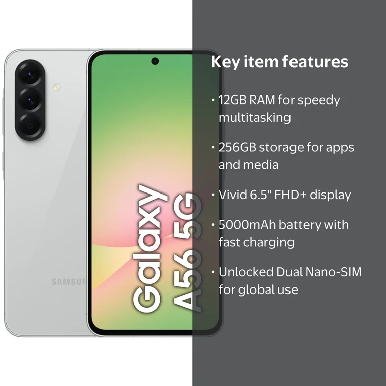 Samsung, Galaxy A56 5G Smartphone, 12GB RAM 256GB, Gray - Walmart.com