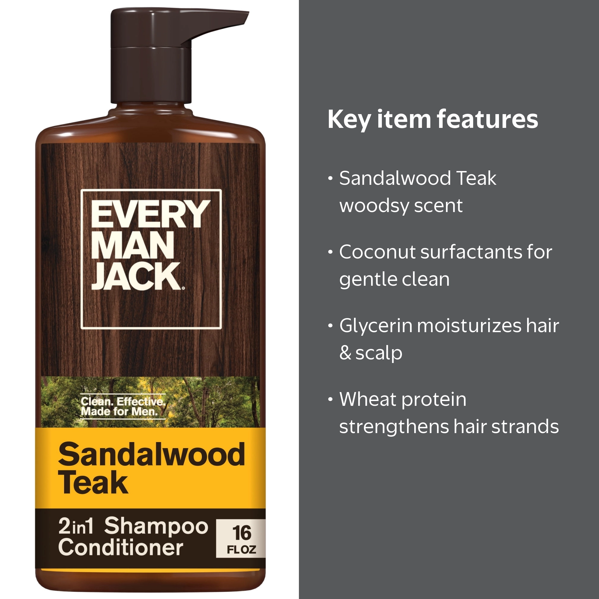 Every Man Jack Sandalwood Teak Daily 2-in-1 Shampoo and