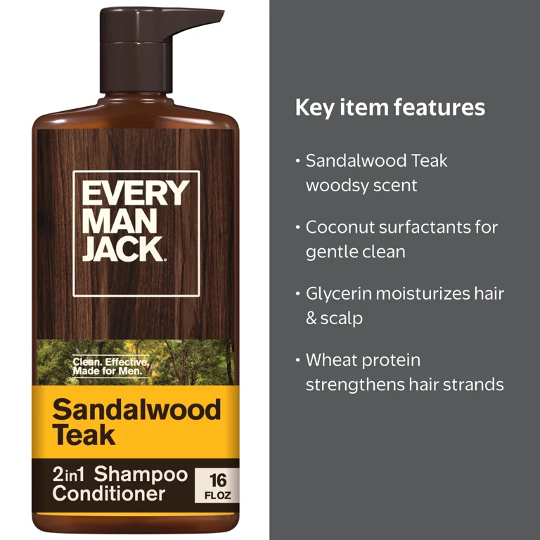 Every Man Jack Sandalwood Teak Daily 2-in-1 Shampoo and