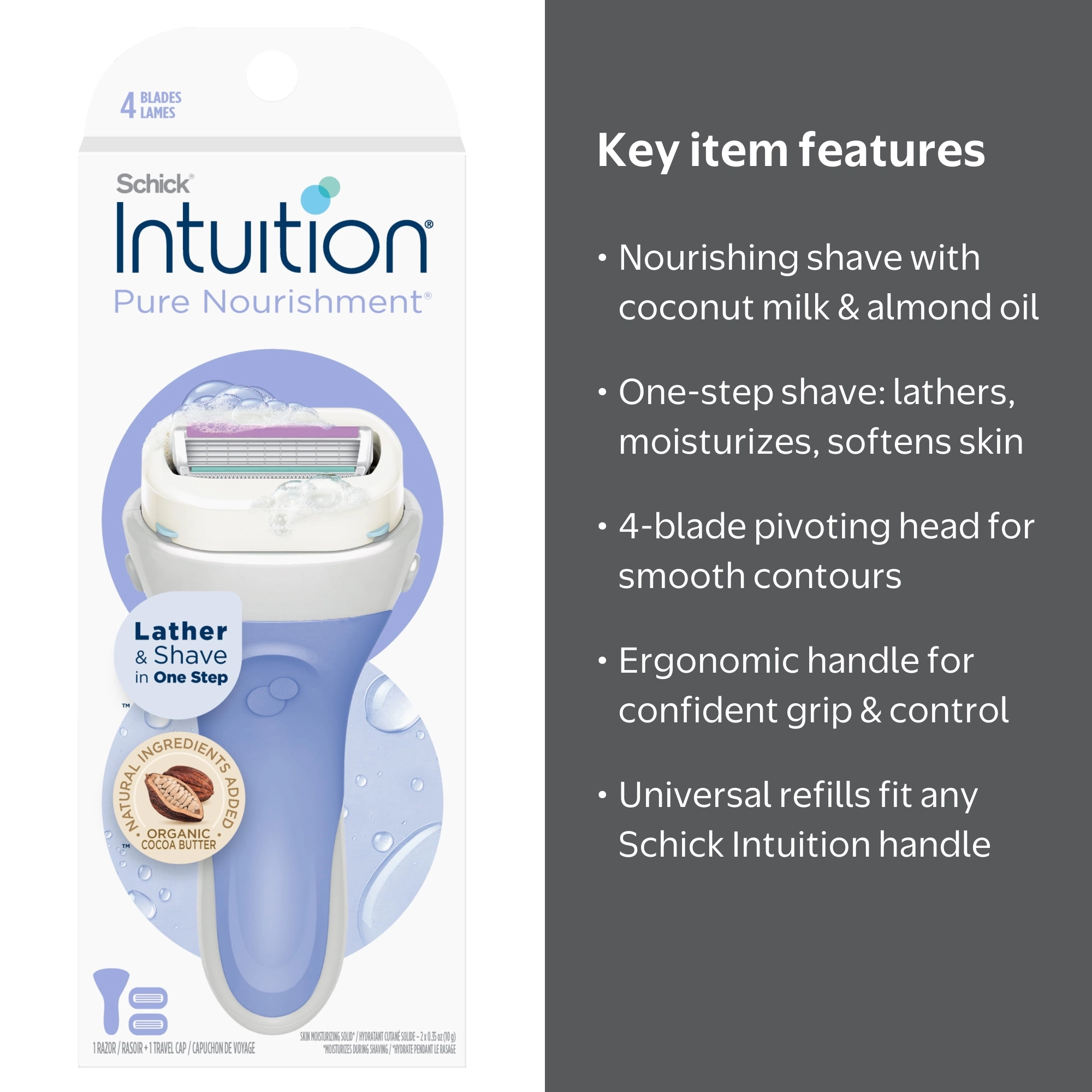 Schick Intuition Pure Nourishment Women's Shaver with 4-Blade
