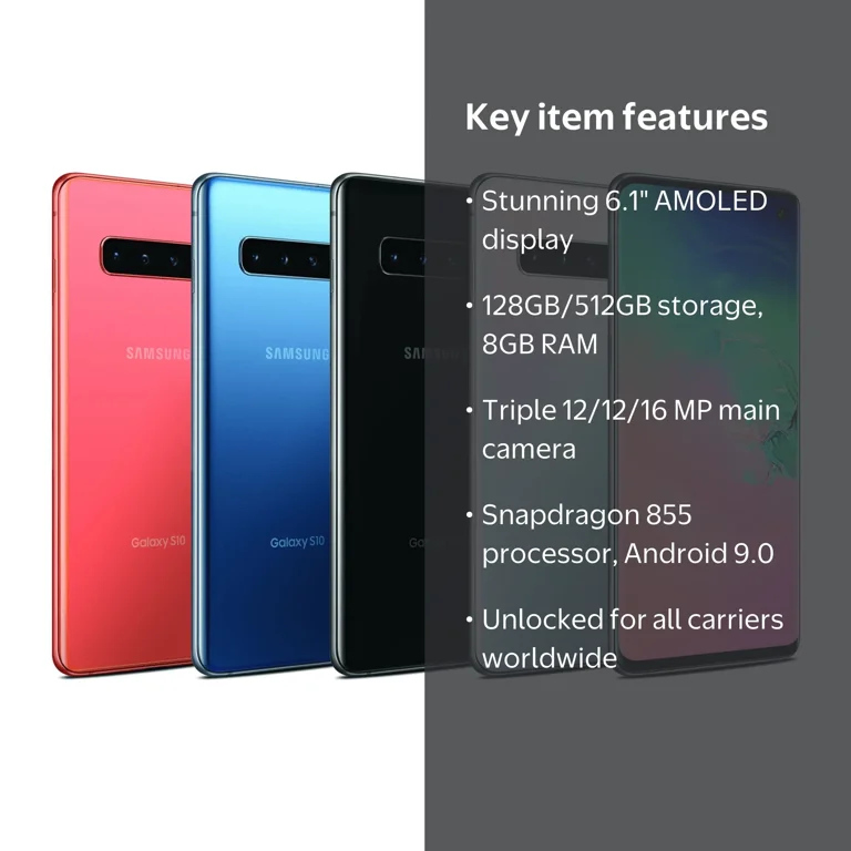 Samsung, Galaxy S10, SM-G973U1, 128GB 512GB Unlocked Cell Phone