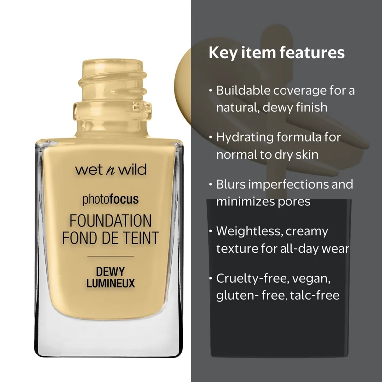 wet n wild, Photo Focus Dewy Liquid Foundation, Golden Beige 1.0