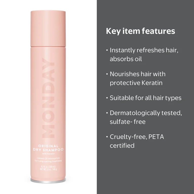 MONDAY Haircare Original Dry Shampoo 6.7 oz SLS-Free Oil Absorbing