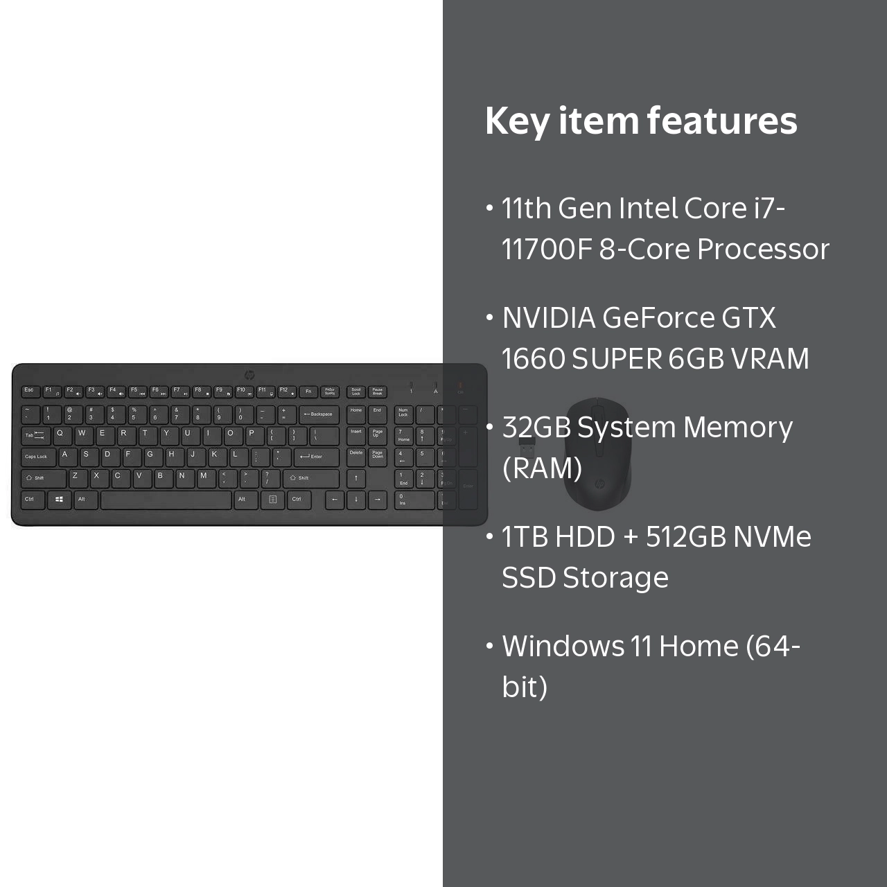 HP ENVY Gaming Desktop - 11th Gen i7, GTX 1660 SUPER, 32GB RAM