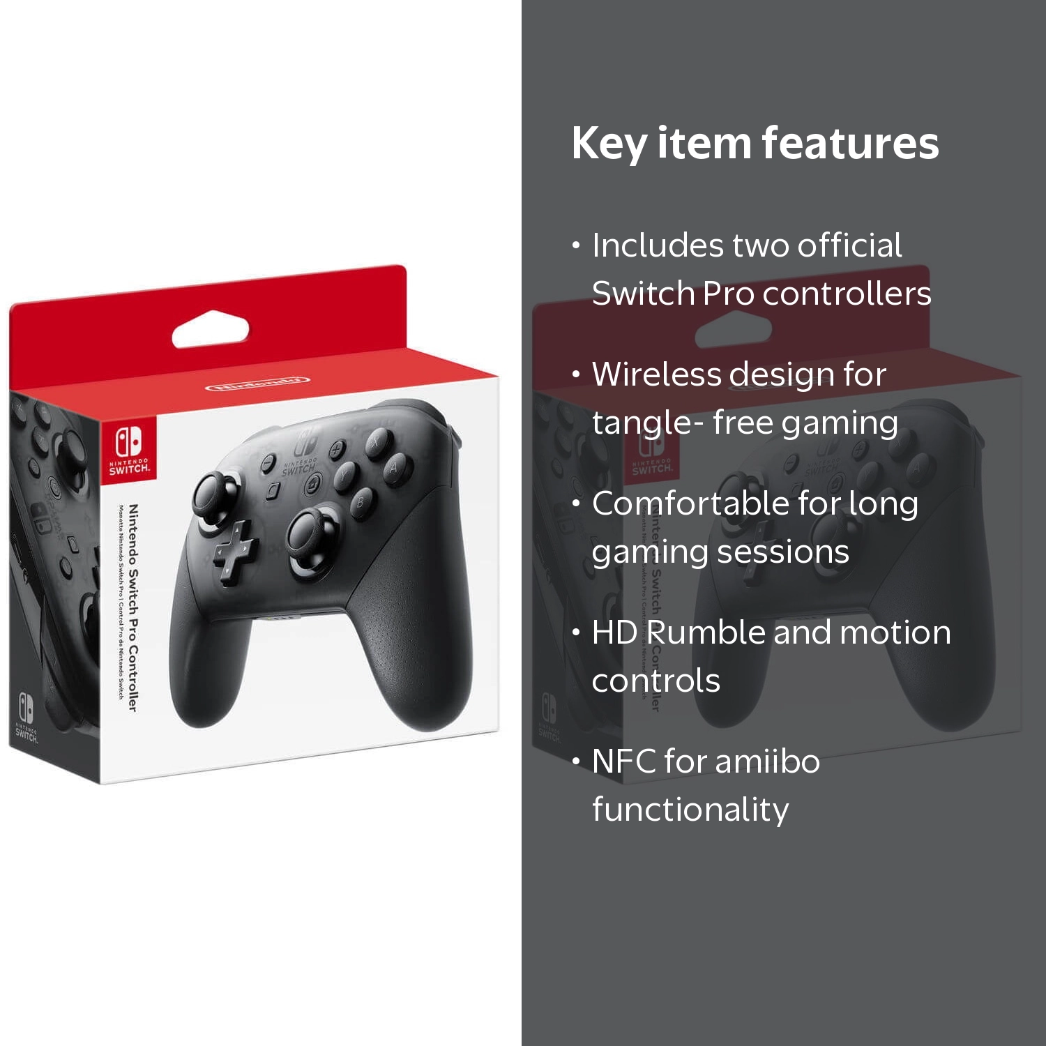 Nintendo Official 2 Pack Switch Pro Wireless Game Controller