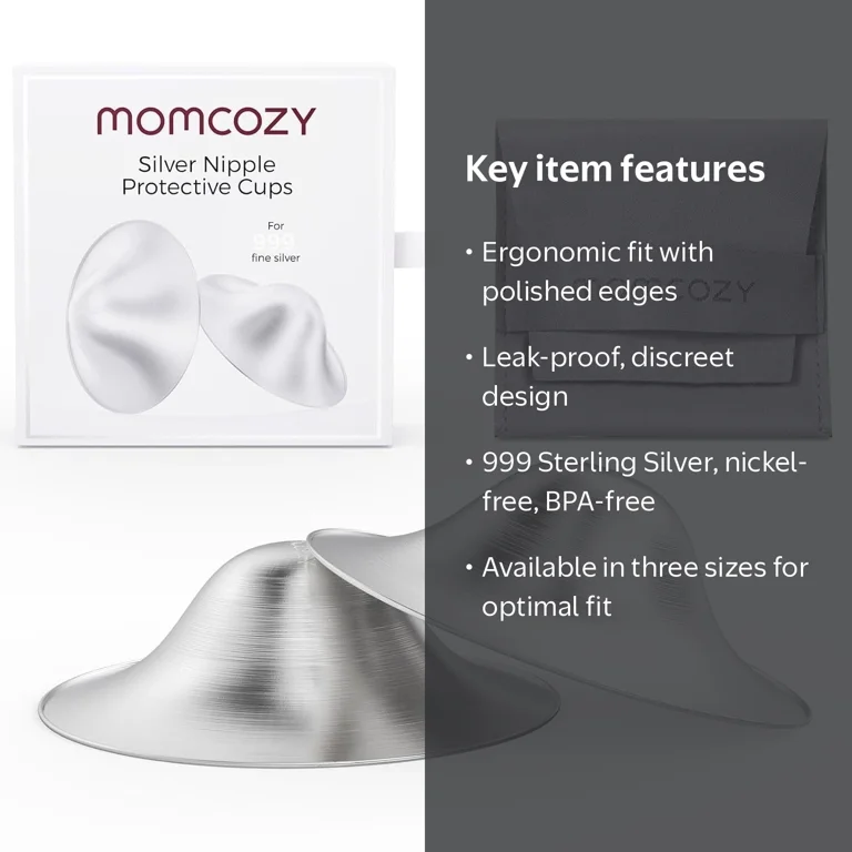 Momcozy, Nursing Cups, Silver Nipple Shields, Regular Size