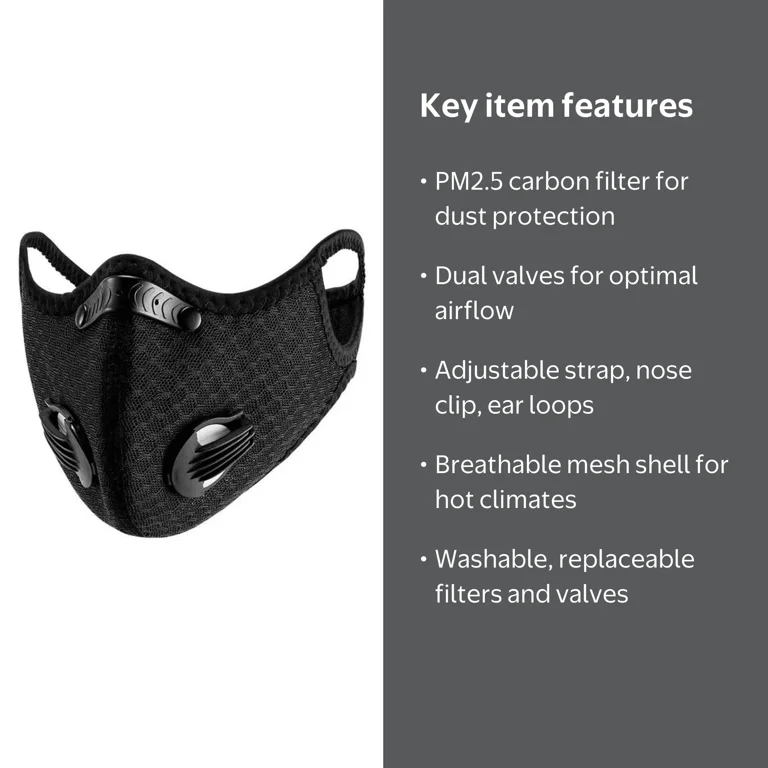 Performance Sports Face Mask - Reusable, Vent Dust Air Protection