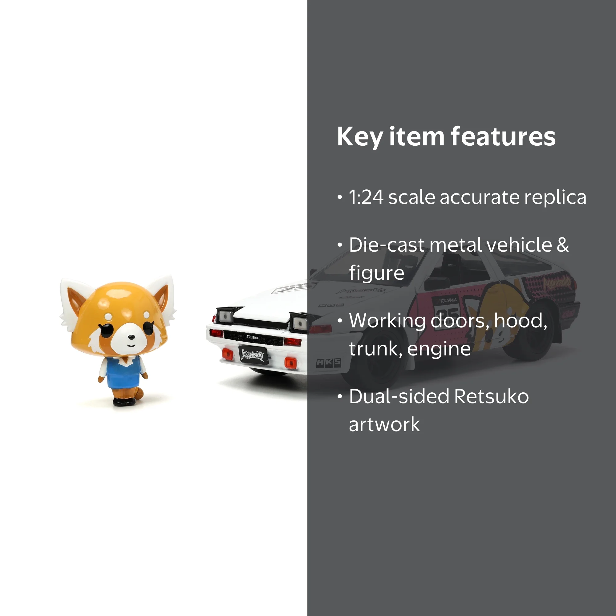 Jada Toys Sanrio 1:24 Toyota Trueno AE86 Die-Cast Car and