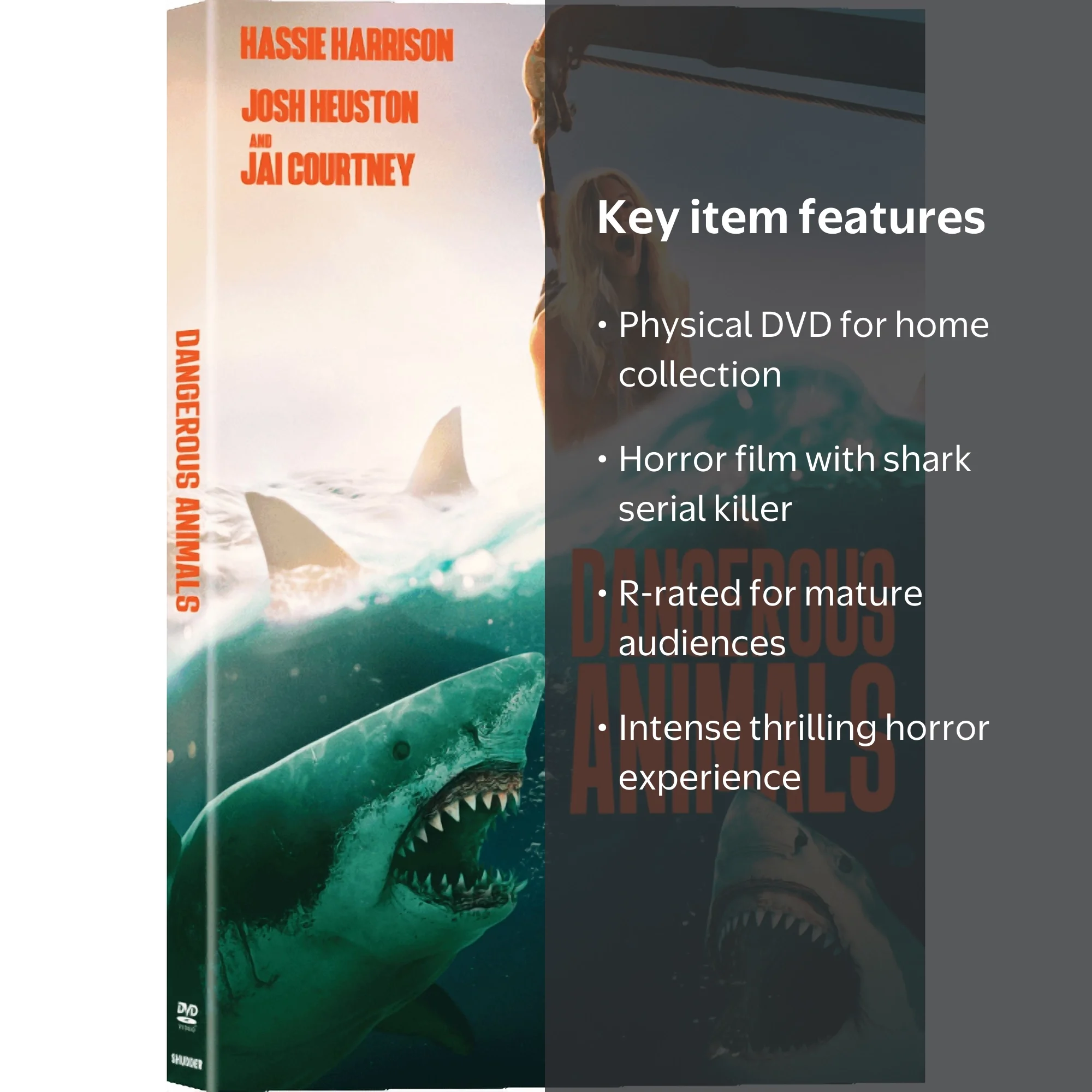 Dangerous Animals DVD, shark thriller, horror movie, RLJ R rating