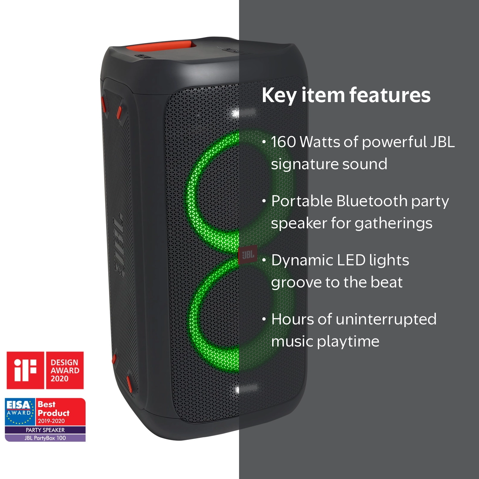 JBL PartyBox 100 Portable Party Speaker with Mic and Bluetooth
