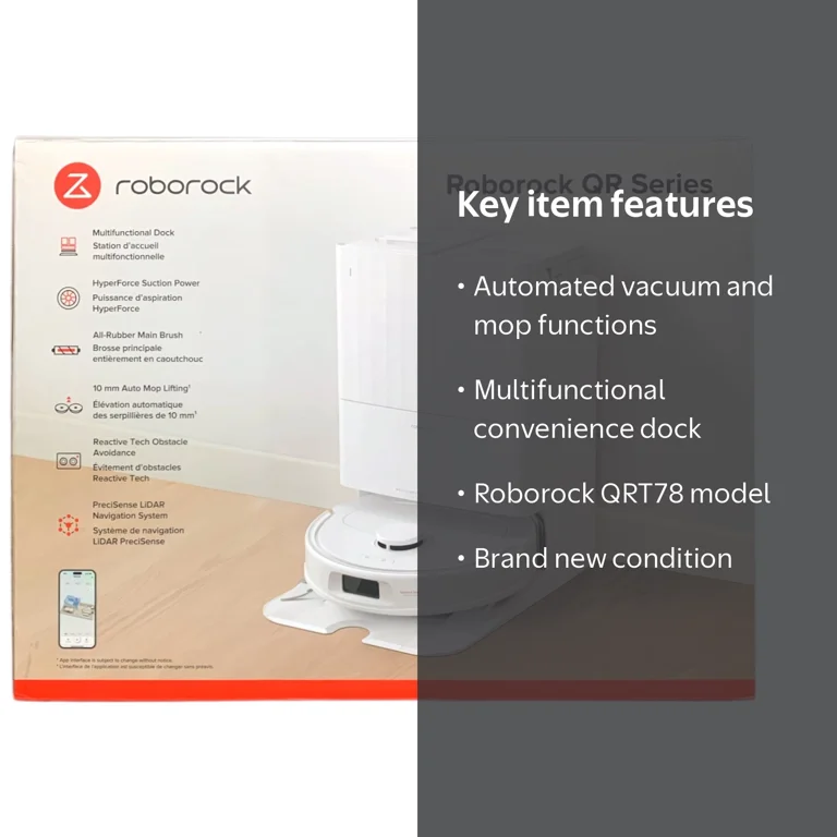 Roborock QRT78 Robot Vacuum and Mop with Multifunctional Dock NEW