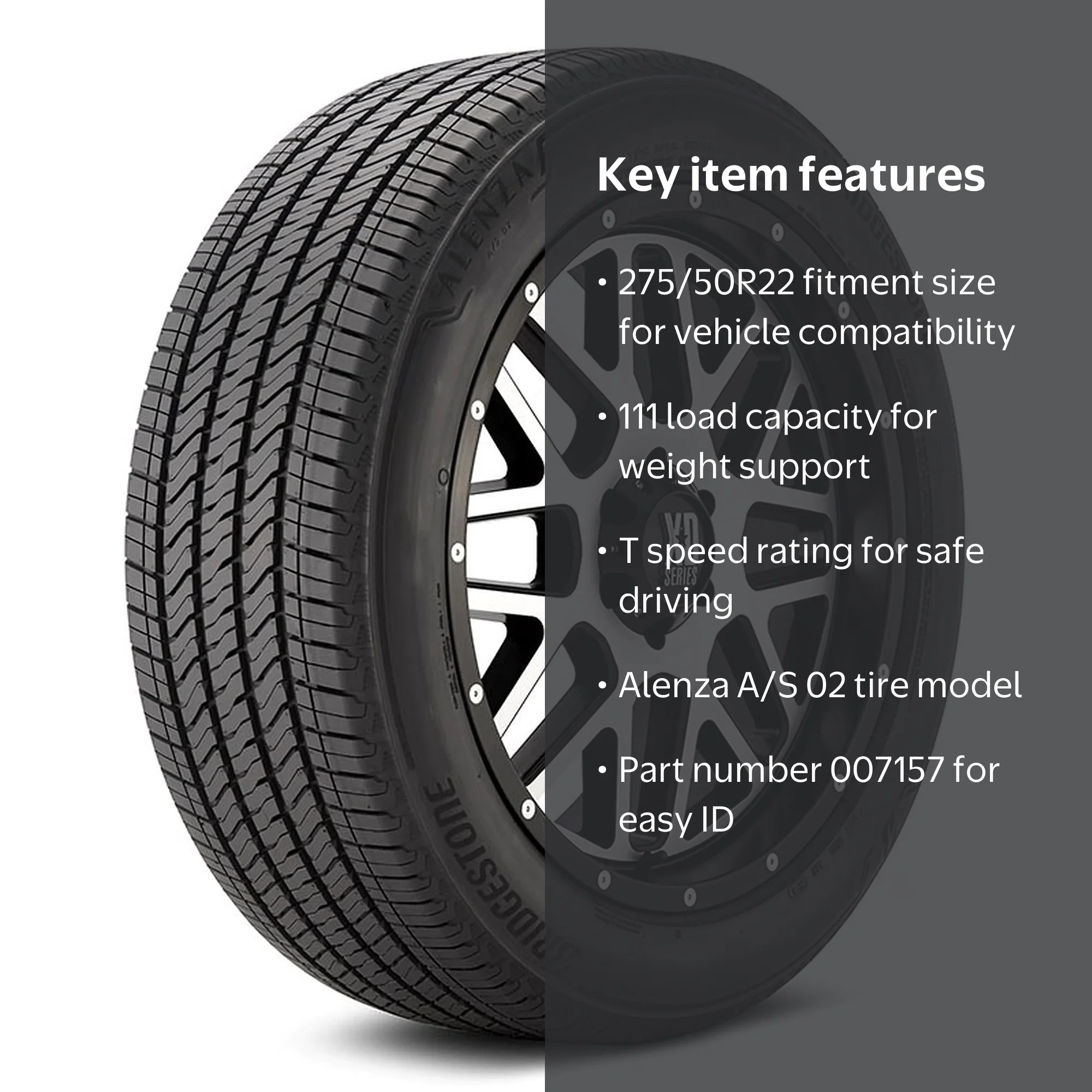 Bridgestone Alenza A/S 02 275/50R22 111T BSW - Walmart.com