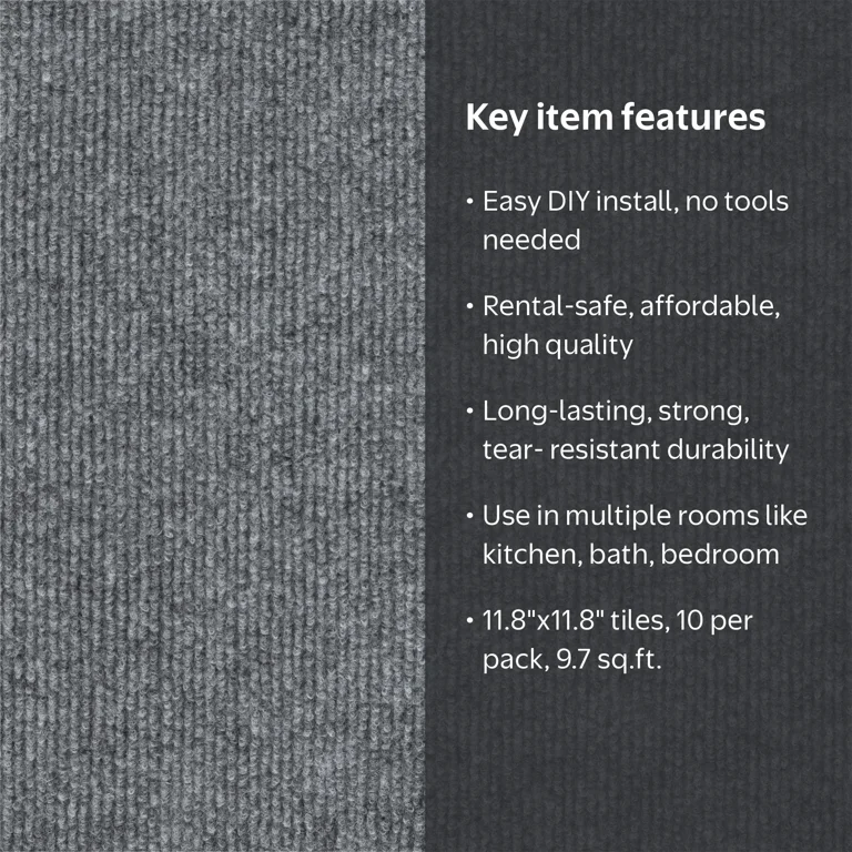 12x12 Peel And Stick Carpet Tiles – Self-Adhesive Floor Squares With Soft Pad, Removable, 10-Pack (White)