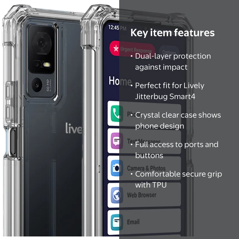 Nakedcellphone Clear Case for Jitterbug Smart4 / TCL 40XL Impact