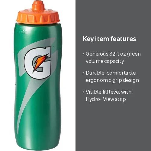 アメリカで大流行！ゲータレードSqueeze Bottle グリーンカラー Gatorade, Water Bottle, 32 fl oz, Green, Contour design for