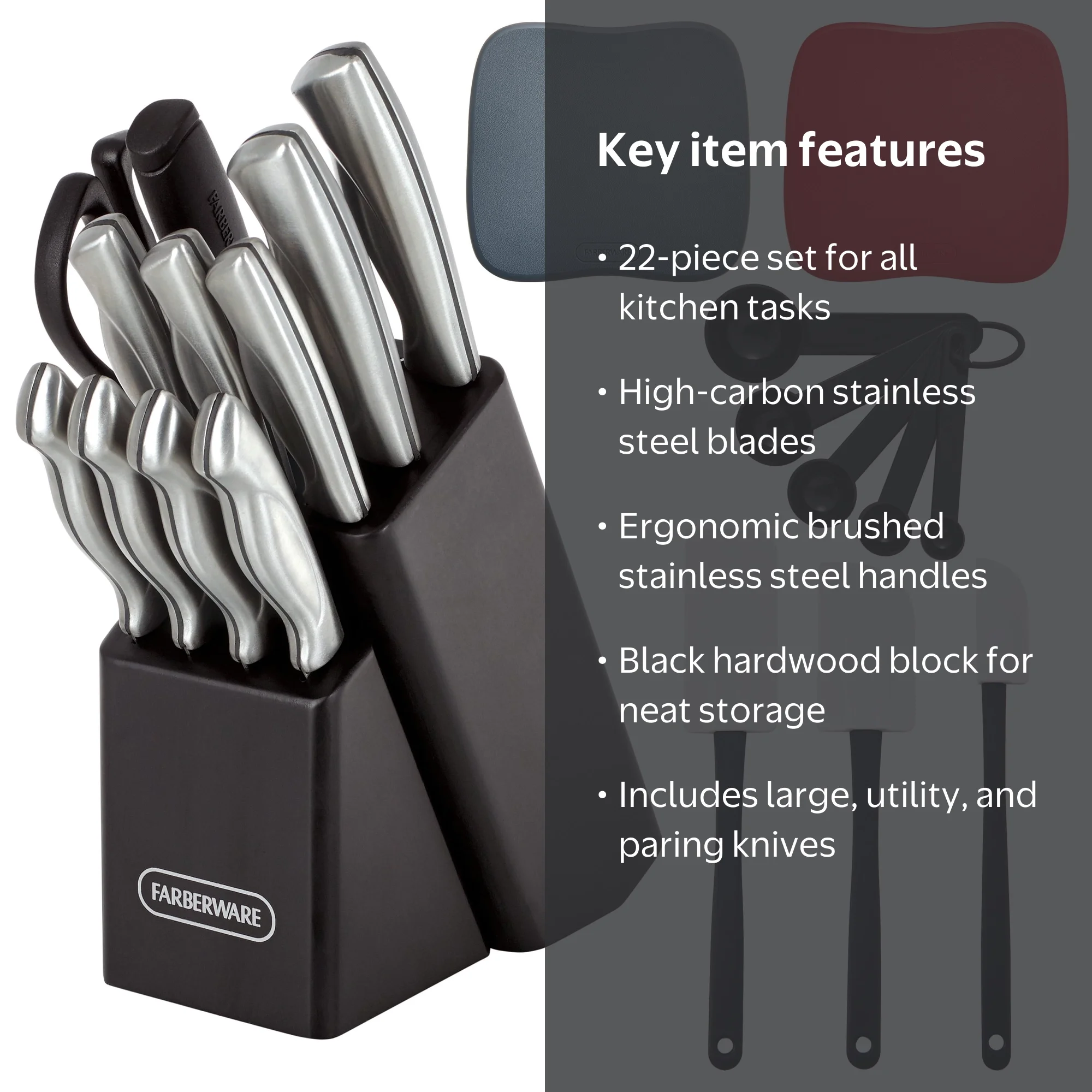 Free Shipping! Farberware 22-Piece Stamped Stainless Steel Knife