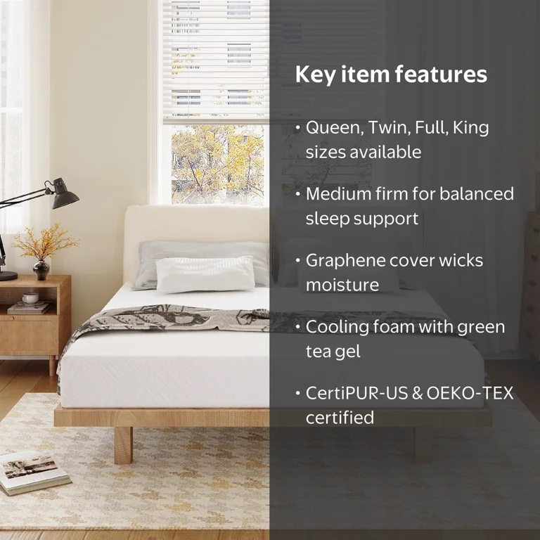 MLILY, Memory Foam Mattress, Queen Size 12 inch, Medium Firm