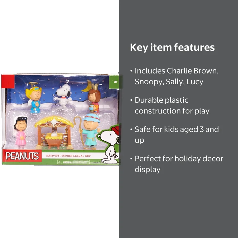 Peanuts Christmas Nativity Figure Set with Snoopy, Manger Scene
