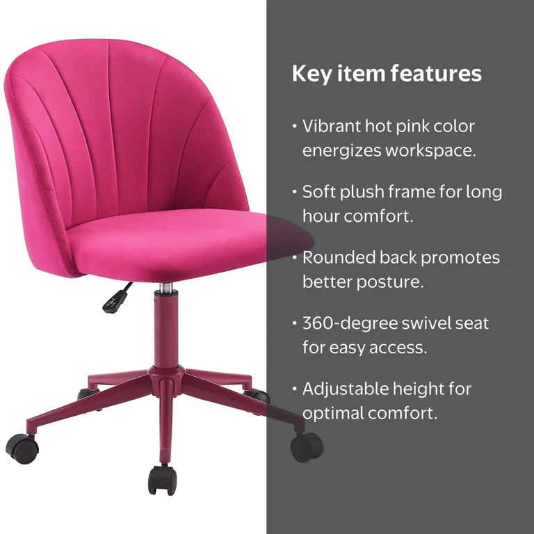 Linon Alondra Upholstered Mid Back Office Desk Chair with Castors