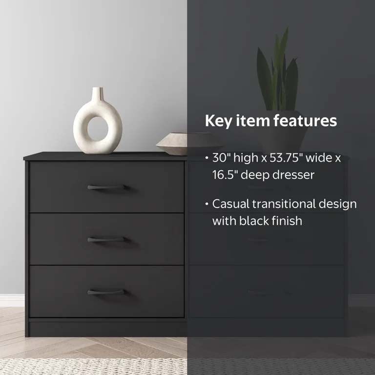 A19873 美品 ジュンハシモト 19SS カットオフジャージショーツ 黒 4 Mainstays Ardent 6 Drawer Dresser, 53.75 in Wide, Black - Walmart.com