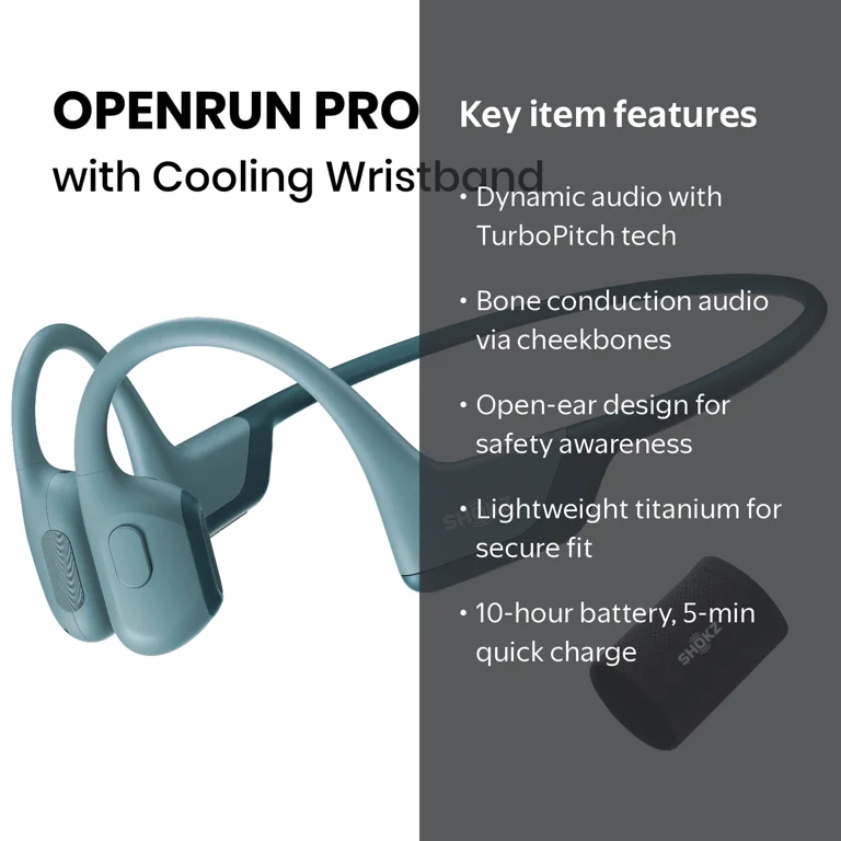 Shokz, Bone Conduction Open Ear Bluetooth Headphones, Blue