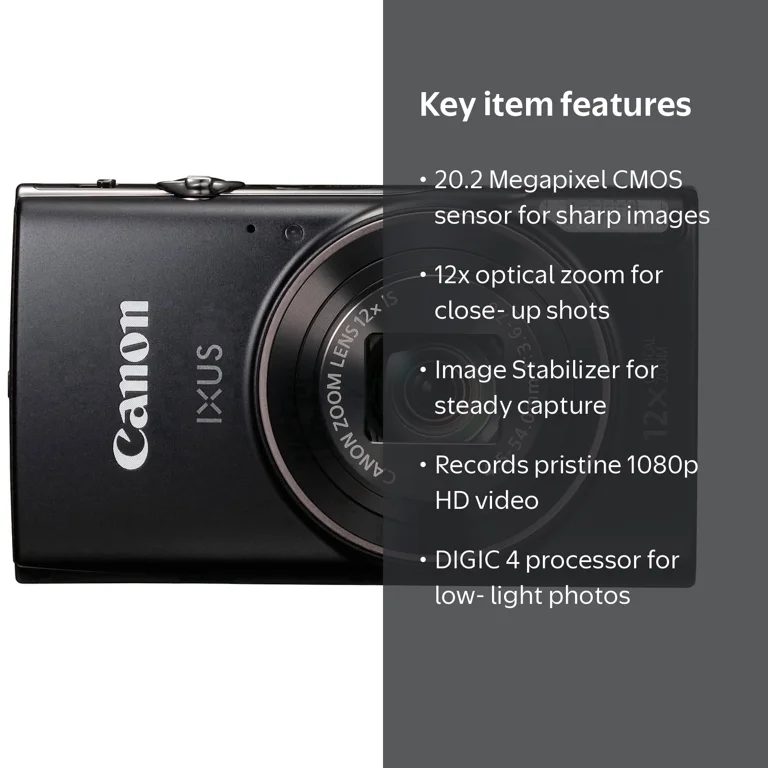 Canon IXUS 285HS ELPH 360 HS Digital Camera, 12x Optical Zoom
