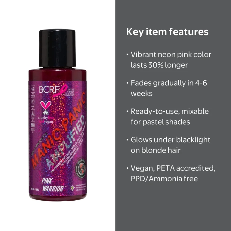 Manic Panic Pink Warrior Amplified Hair Dye, Medium Neon Pink