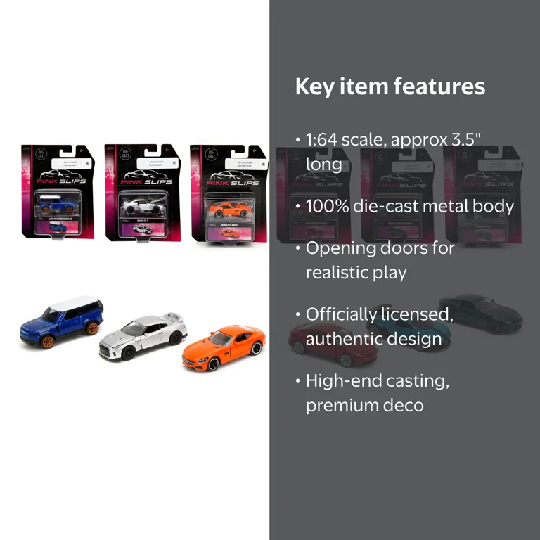 Jada Toys Pink Slips 1:64 Die-Cast Car Models with Opening Doors