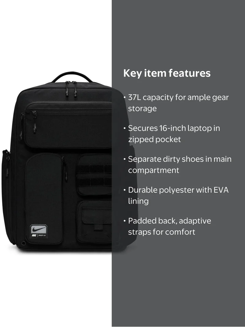 nike backpack laptop compartment Utility Speed (27L) Multiple zippered pockets complement the spacious main compartment Nike Backpacks With Laptop Sleeves