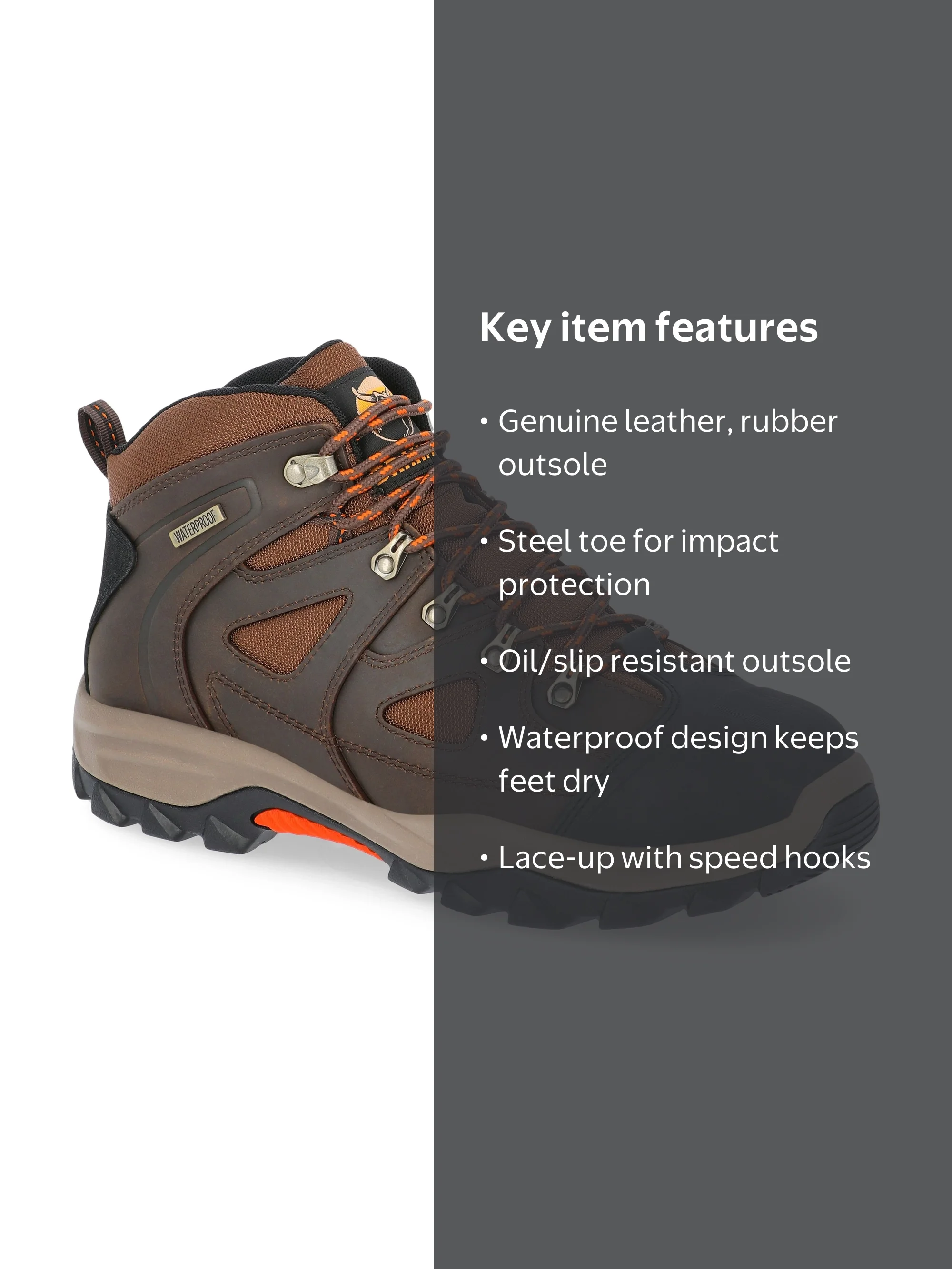 Brahma Men's Waterproof Steel Toe Slip and Oil Resistant Hiker