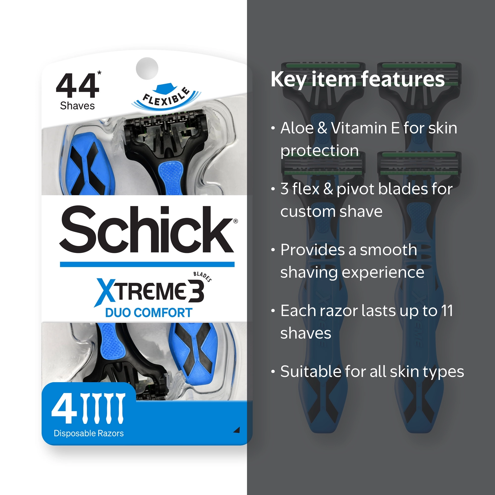 Schick, Men's Disposable Razors, 4 ct, All Skin Types - Walmart.com