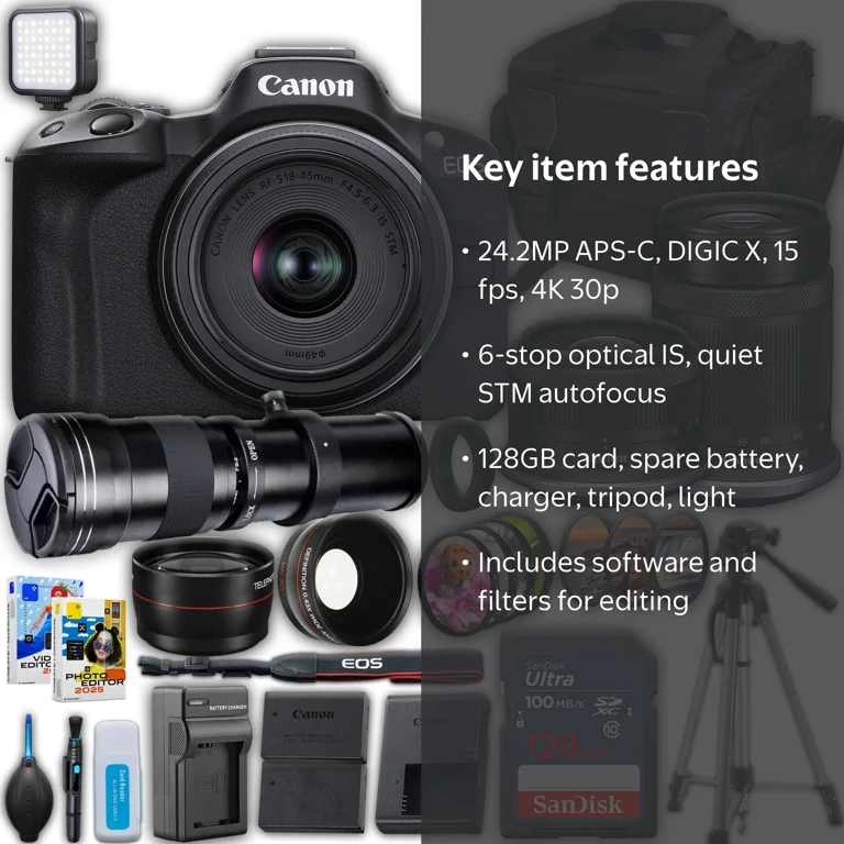 Canon EOS R50 Mirrorless Camera with 18-45mm and 55-210mm Lenses