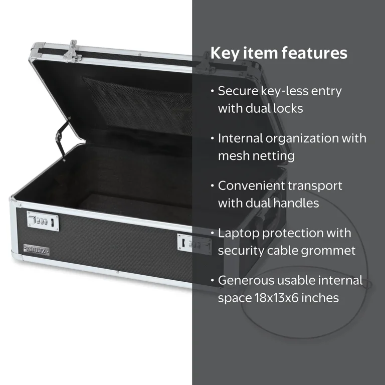 Vaultz, Locking Storage Box, 19.5 x 7 x 13.5 inches, Black