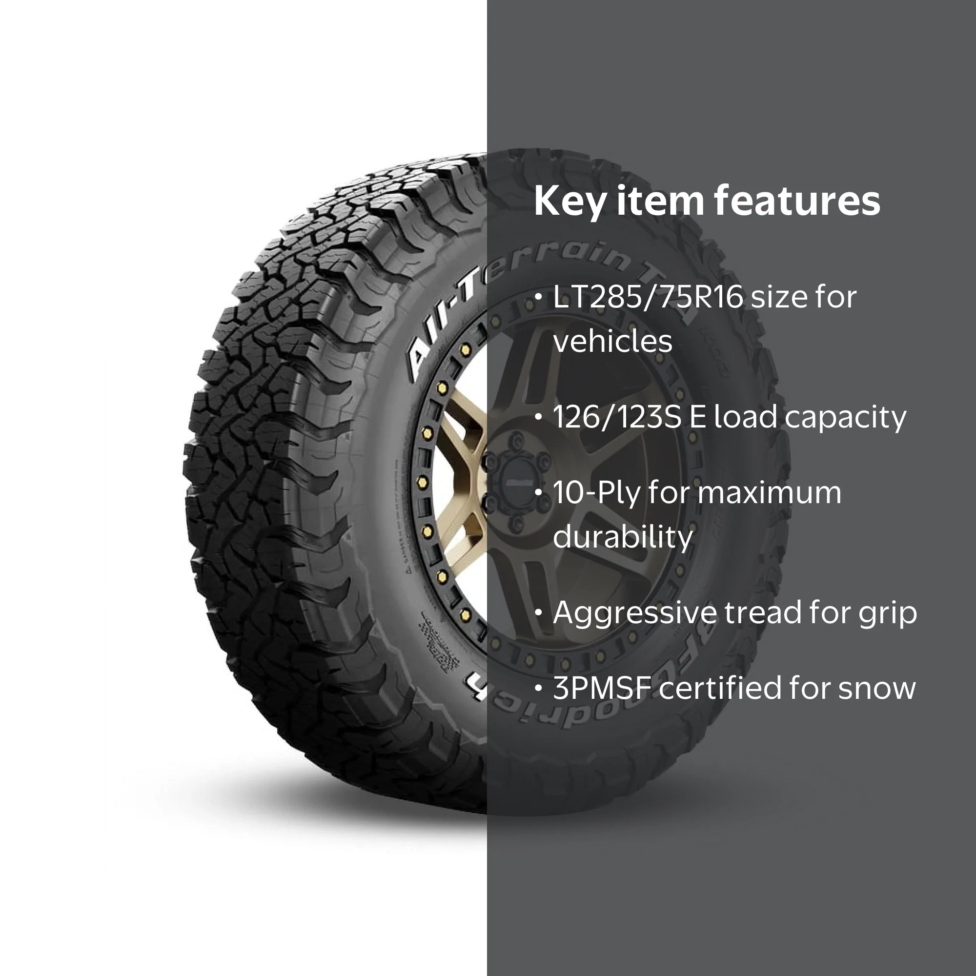 BFGoodrich, All-Terrain T/A KO3 LT285/75R16 126/123S E, 285/75R16 BFGoodrich, All-Terrain T/A KO3 LT285/75R16 126/123S E, 285/75R16