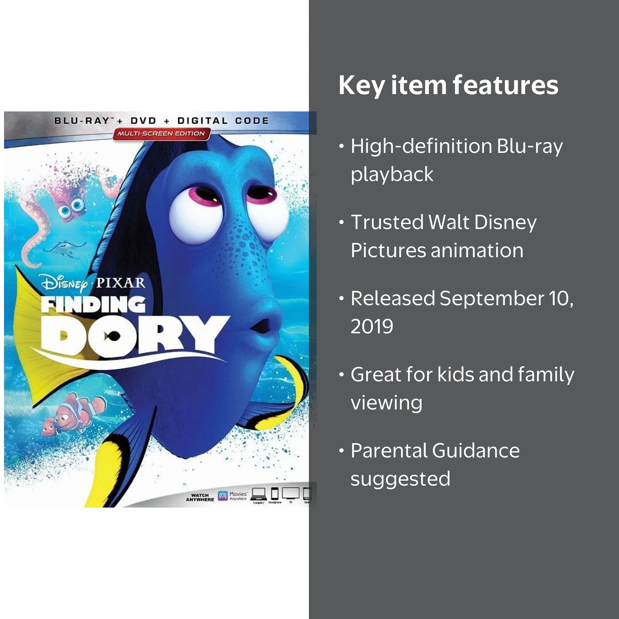 Disney's Finding Dory Kids & Family Movie - Blu-ray, DVD, Digital