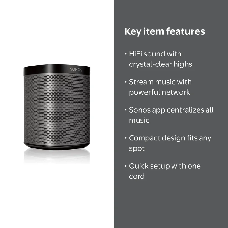 Pre-Owned Sonos PLAY:1 Compact Smart Speaker for Streaming Music