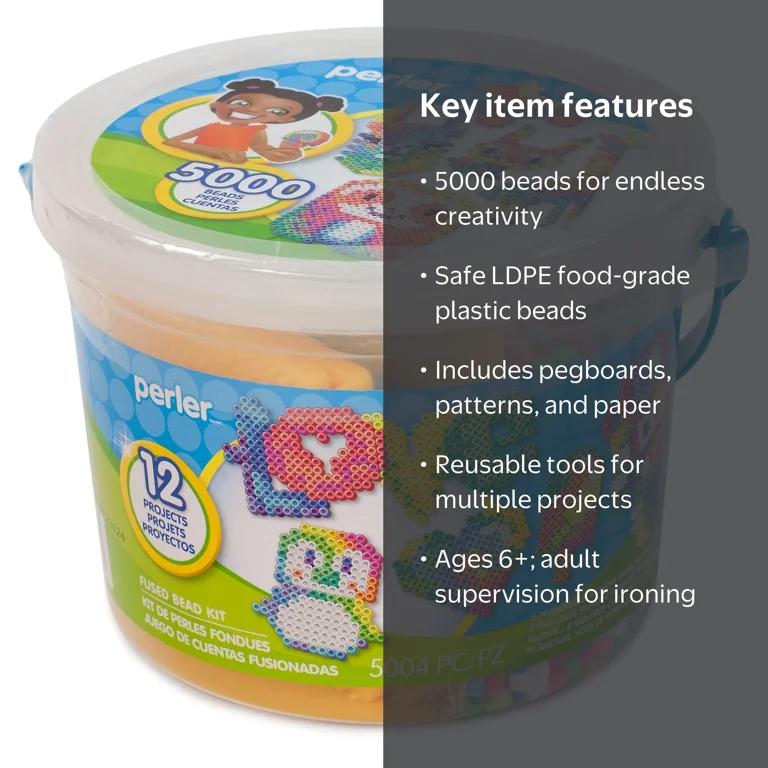 Perler, Fused Bead Craft Kit, 5004 Pieces, Includes Tie Dye