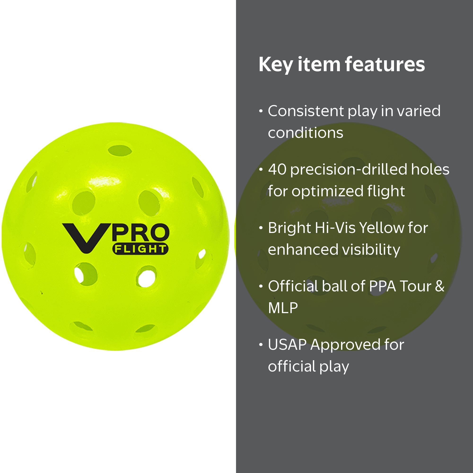 Vulcan VPRO FLIGHT Outdoor Pickleball 36-Pack Hi-Vis Yellow