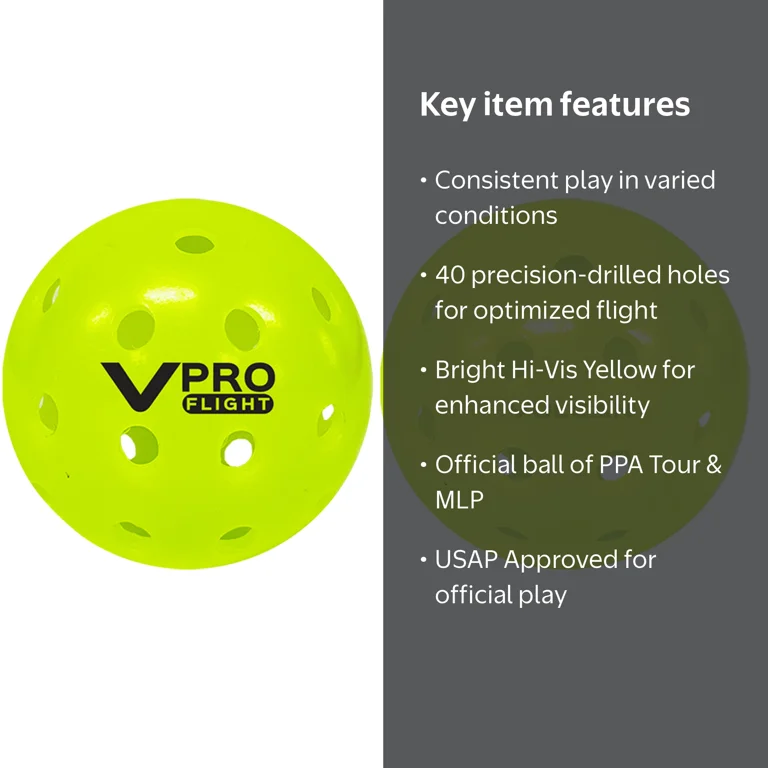 Vulcan VPRO FLIGHT Outdoor Pickleball 36-Pack Hi-Vis Yellow Vulcan VPRO FLIGHT Outdoor Pickleball 36-Pack Hi-Vis Yellow