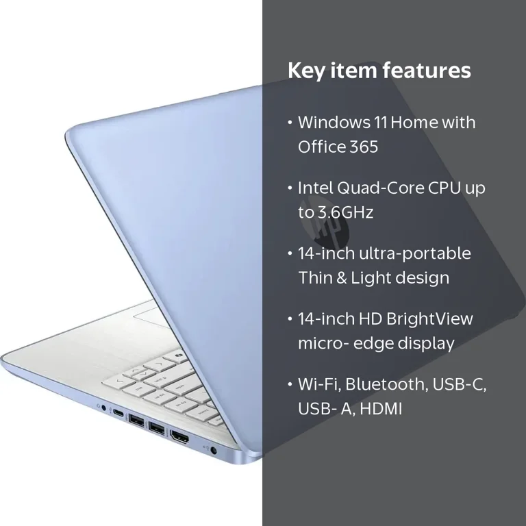 HP 14 Laptop Thin & Light, Microsoft Office 365(one year), Intel