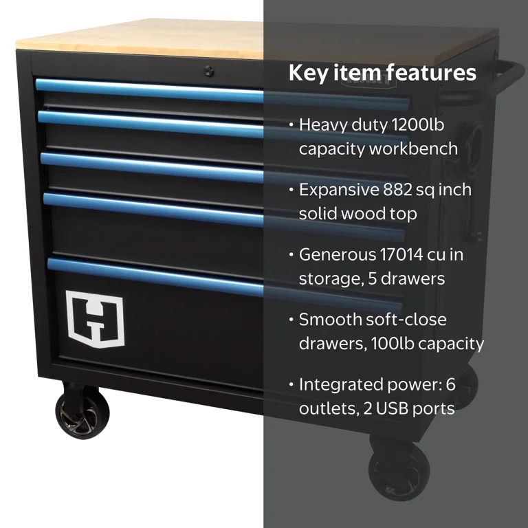 Hart 36-In W x 24-In D 5-Drawer Mobile Tool Chest Workbench W
