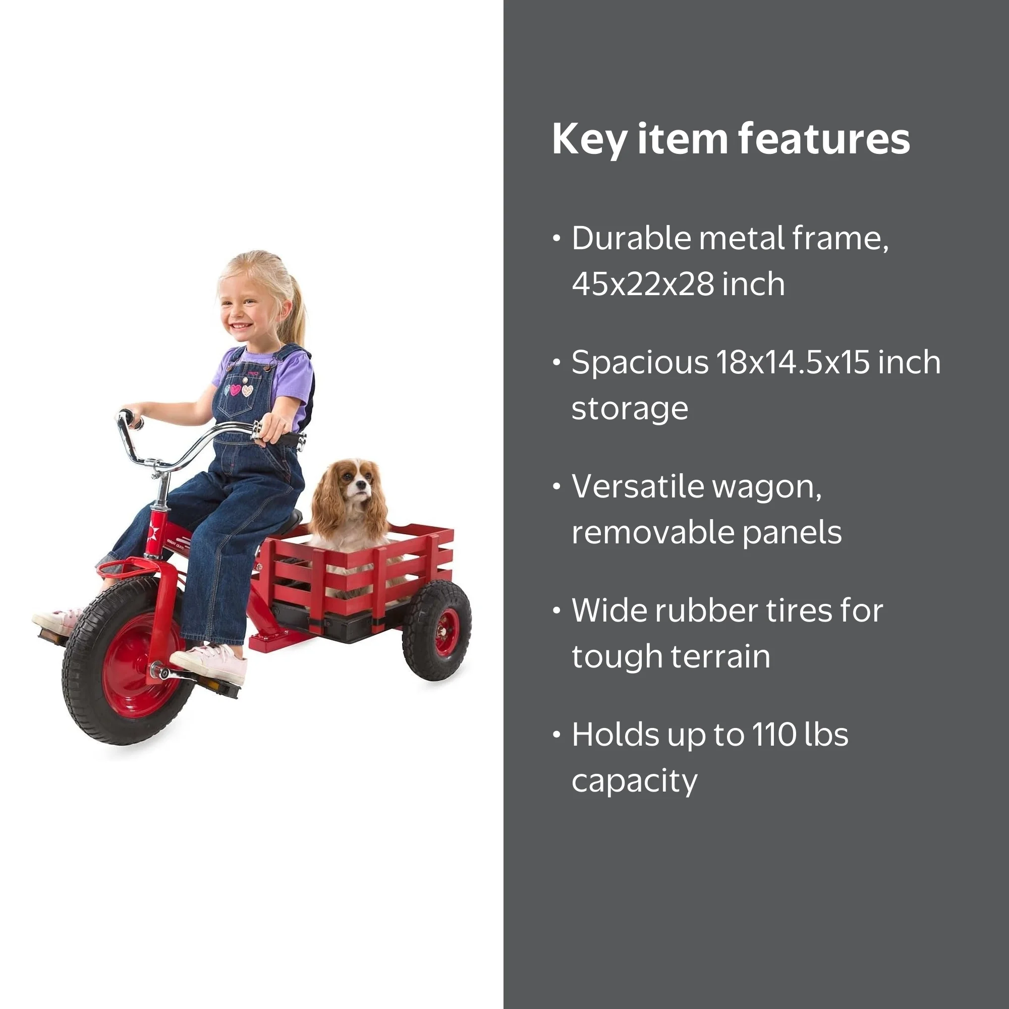 HearthSong Kids Ride-on Classic Red Metal Trike with Rubber Tires