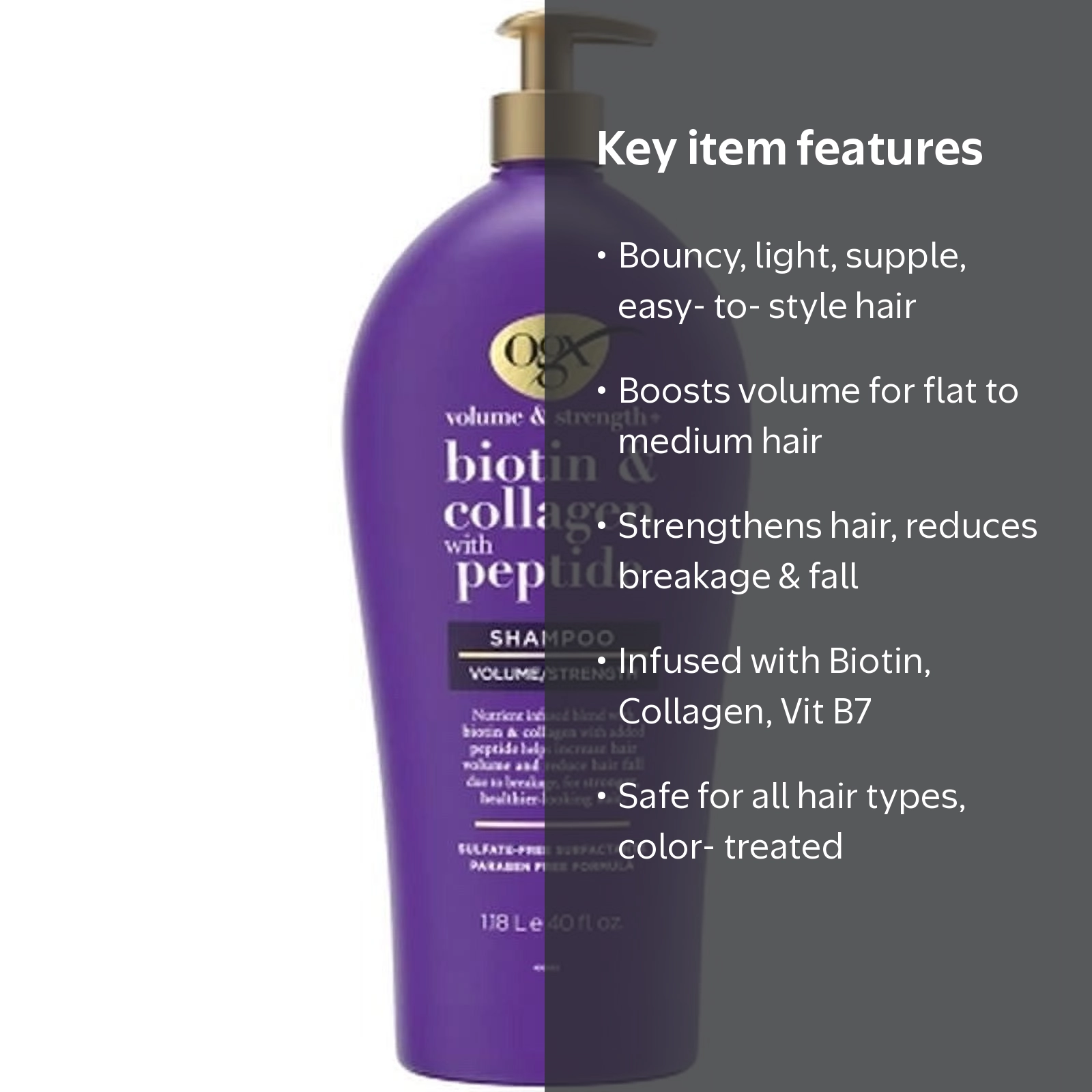 OGX, Shampoo, Volume and Strength + Biotin and Collagen, 40 Oz