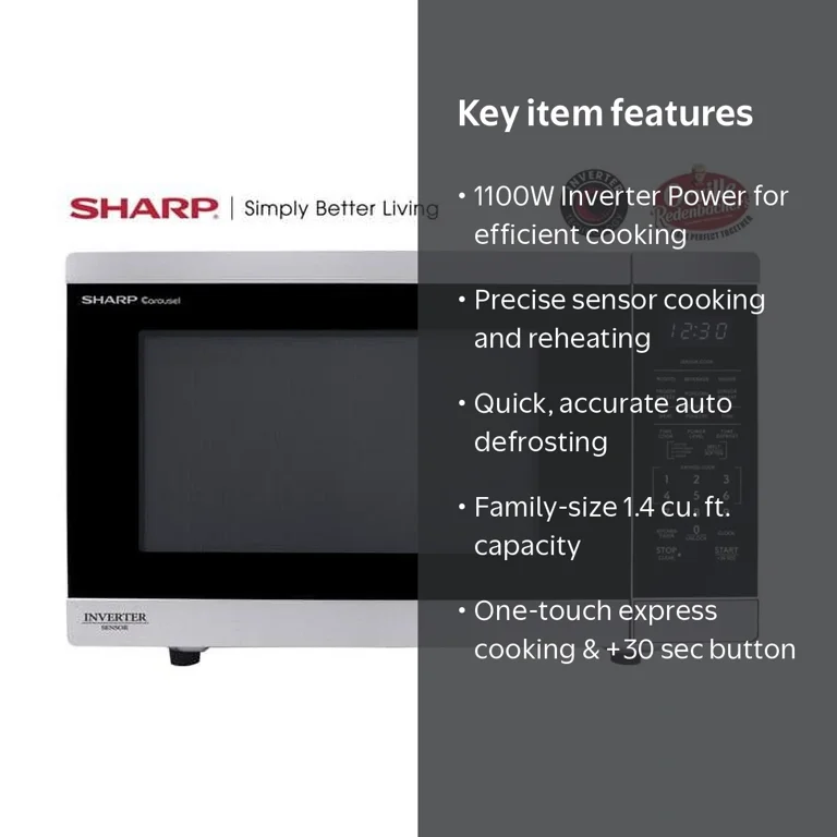 Sharp, Countertop Microwave Oven, SMC1464KS, 1.4 cu ft, Multicolor