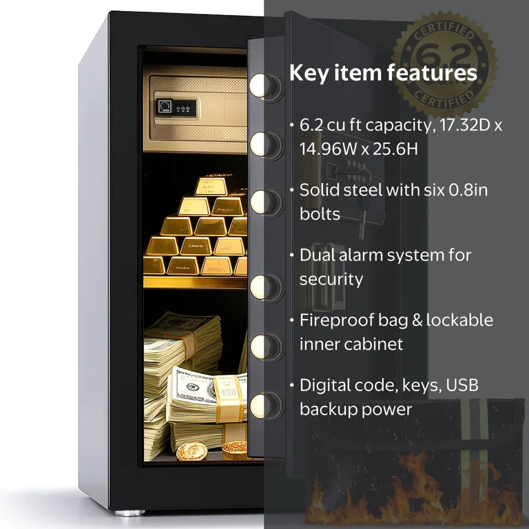 Locksworth, Large Safe, 6.2 Cu.ft, Black with Dual Alarm System