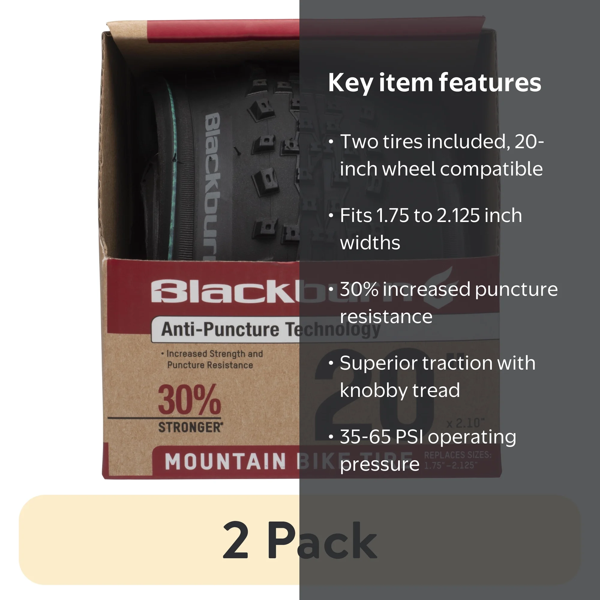 Blackburn Mountain Bike Tire - 20x2.10 Inch Replacement - Walmart.com