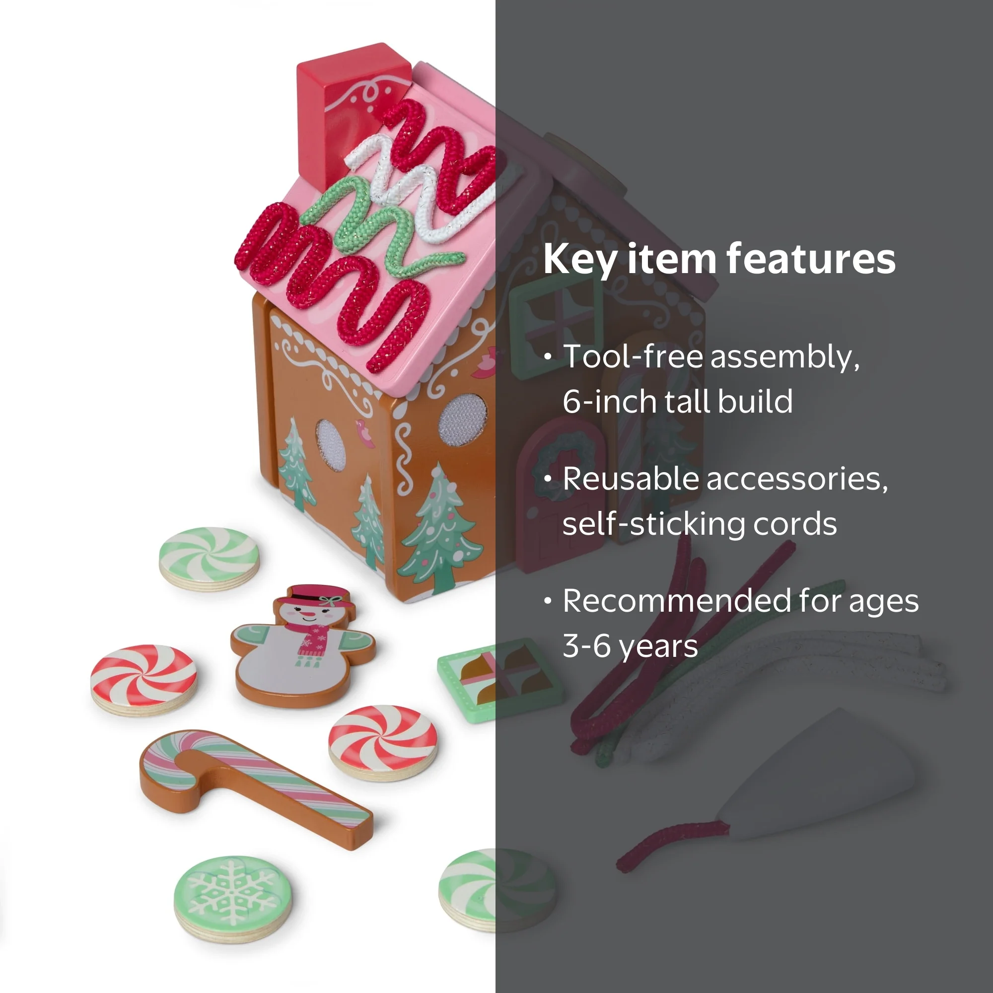 Melissa & Doug Pink Wooden Gingerbread House Reusable, Mess-Free