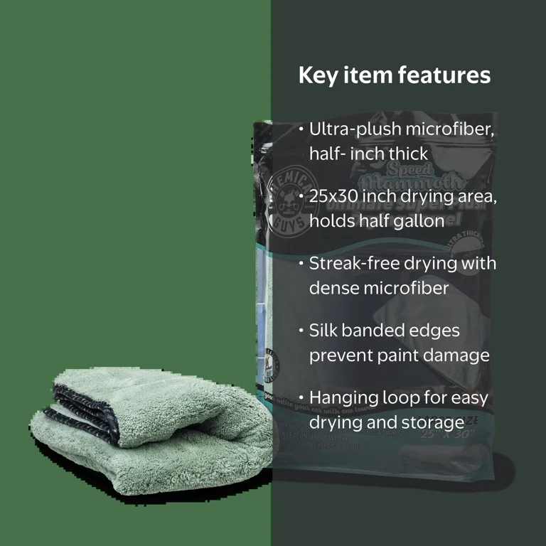Chemical Guys MIC529 Ultimate Super Plush Drying Towel, Olive