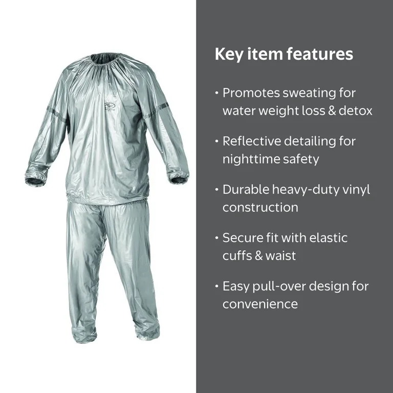 Athletic Works Sauna Suit with Reflective Detailing, Heavy-Duty
